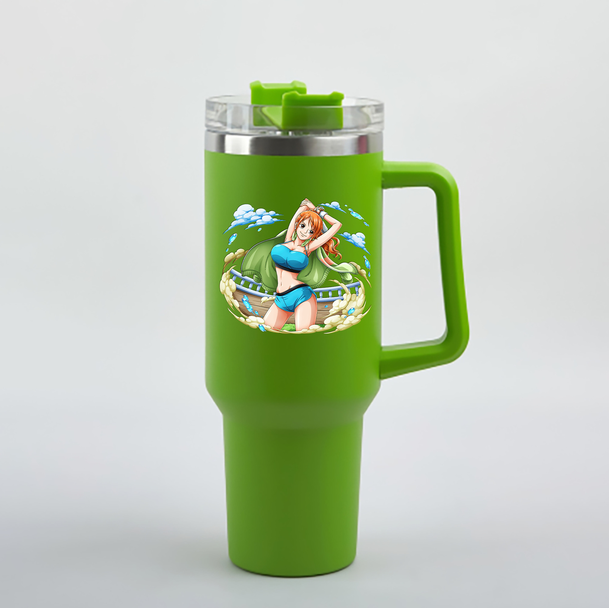 ワンピース ナミ ONE PIECE Nami 1200mL車用タンブラー - クリスタルステッカー（プラスチックストロー付き）